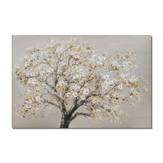 Endurance-Textured White Flowering tree Oil Painting | Modern Wall Art for Home Decor