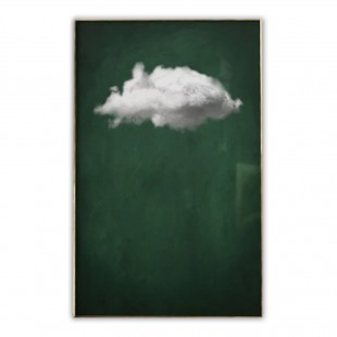 Ephemeral Echo-Minimalist Green and White Textured abstract Oil Painting for modern decor