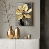 Eternal Bloom-Textured Golden Floral Oil Painting, abstract Luxury Flower Wall Art for Modern Home Decor