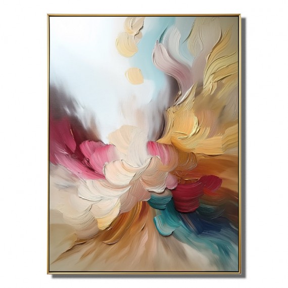 Ethereal Bloom: Luxury Handmade abstract Oil Painting - Vibrant Textured Art for Aesthetic Space