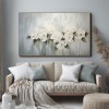 Ethereal Blooms -White Floral abstract Oil Painting, Elegant Modern Framed Flower Artwork for Home Decor