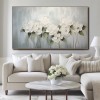 Ethereal Blooms -White Floral abstract Oil Painting, Elegant Modern Framed Flower Artwork for Home Decor