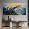 Ethereal Blossoms-Relief Texture Blooming tree Oil Painting with Mountain Landscape | Modern Home Decor Wall Art