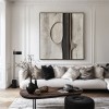 Ethereal Divide: 3D Textured Monochrome abstract Art - Black Grey Beige Tones, Minimalist Wall Decor for Modern Interiors