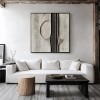 Ethereal Divide: 3D Textured Monochrome abstract Art - Black Grey Beige Tones, Minimalist Wall Decor for Modern Interiors