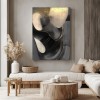 Ethereal Flow: Modern Textured Black White & Gold abstract Art - Elegant Curved Lines Decor