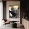 Ethereal Flow: Modern Textured Black White & Gold abstract Art - Elegant Curved Lines Decor