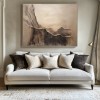 Ethereal Landscape: abstract Beige & Brown Landscape Art - Textured Minimalist Decor for Interiors