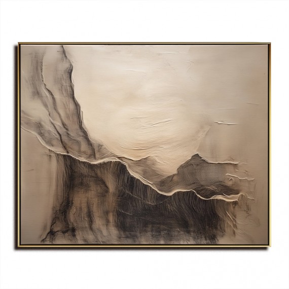 Ethereal Landscape: abstract Beige & Brown Landscape Art - Textured Minimalist Decor for Interiors