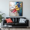 Euphoria Bloom: abstract Colorful Floral Oil Painting - Framed Thick Textured Wall Art with Gold Accents for Home Decor
