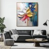 Euphoria Bloom: abstract Colorful Floral Oil Painting - Framed Thick Textured Wall Art with Gold Accents for Home Decor