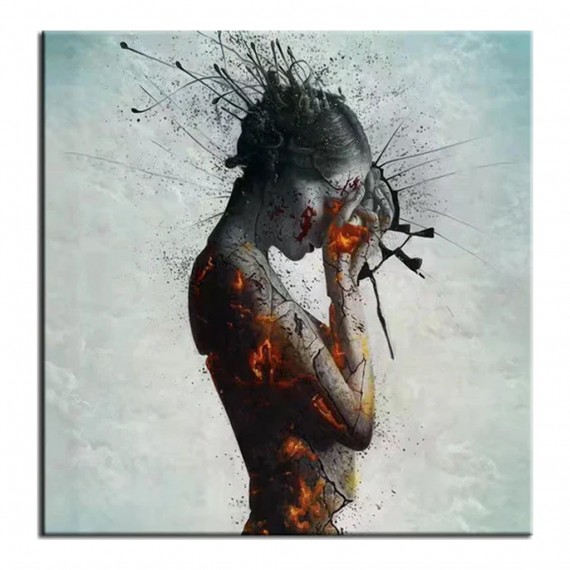 Fear of the Future-Modern abstract Emotional Figurative Painting for Living Room or Studio