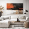 Fiery Horizon – abstract Orange & Black Canvas Wall Art, Modern Living Room Decor