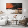 Fiery Horizon – abstract Orange & Black Canvas Wall Art, Modern Living Room Decor