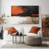 Fiery Horizon – abstract Orange & Black Canvas Wall Art, Modern Living Room Decor