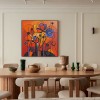 Floral Frequency - Geometric abstract Floral Painting Bold Red Orange Purple Wall Art