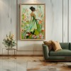 Floral Reverie: abstract Female Portrait Oil Painting - Colorful Floral Garden Wall Art, Modern Decor for Bedroom Interiors