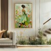 Floral Reverie: abstract Female Portrait Oil Painting - Colorful Floral Garden Wall Art, Modern Decor for Bedroom Interiors