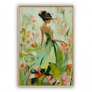 Floral Reverie: abstract Female Portrait Oil Painting - Colorful Floral Garden Wall Art, Modern Decor for Bedroom Interiors