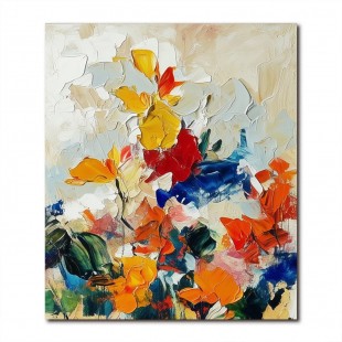 Floral Serenade -Colorful abstract Floral Oil Painting, Textured Flower Artwork for Home Decor