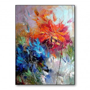 Floral Serenade-abstract Floral Painting | Textured Vertical Canvas Art for Modern Interiors