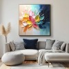 Floral Symphony-Colorful 3D Textured Floral Oil Painting with Gold Frame, Modern abstract Wall Art for Living Room & Bedroom Home Decoration