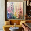 Floral Symphony-Modern Rainbow Floral Wall Art - Textured Oil Painting of Flowers in Field