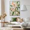 Flourishing Blooms-Soft Peach & Mint Green Peony Painting ,Framed Modern Floral Wall Art