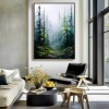 Forest Landscape Oil Painting - Large Nature Wall Art for Living Room