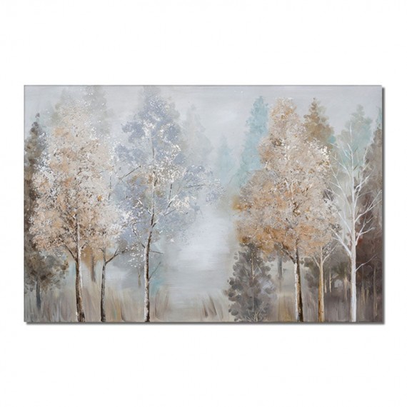 Forest-Misty abstract Forest Painting in Autumn Tones for Tranquil Interiors