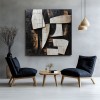 Fragmented Harmony:Textured Black & Brown Geometric abstract Art - Modern Wall Decor