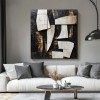 Fragmented Harmony:Textured Black & Brown Geometric abstract Art - Modern Wall Decor