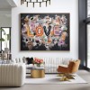Fragmented Love – Hand-Painted Textured Love Wall Art for Modern Home Decor