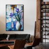 Framed Stillness - Purple Floral in White Jug – Modern abstract Still Life Wall Art