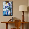 Framed Stillness - Purple Floral in White Jug – Modern abstract Still Life Wall Art