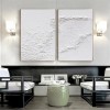 Frosted Tides-Set of 2 Minimalist White Textured abstract Oil Paintings