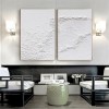 Frosted Tides-Set of 2 Minimalist White Textured abstract Oil Paintings