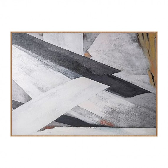 Fusion-Minimalist abstract Geometric Wall Art - Black & White Constructivist - Inspired Canvas for Modern Home