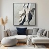 Geometric Grace: Geometric abstract Wall Art in Black, White & Grey - Textured Minimalist Decor for Modern Interiors