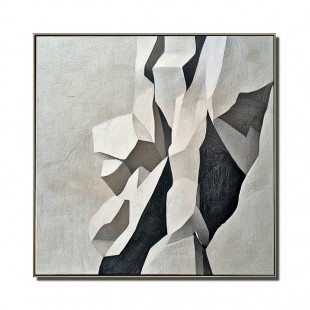 Geometric Grace: Geometric abstract Wall Art in Black, White & Grey - Textured Minimalist Decor for Modern Interiors
