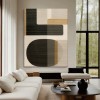 Geometric Harmony- Modern Minimalist Geometric abstract  Large Diptych Wall Art: Neutral Brown & Black Toned Framed Canvas Decor for Contemporary Interiors