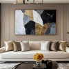 Gilded Fragments-Black White Gold abstract Textured Painting for Modern Interiors