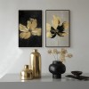 Gilded Petals-Set of 2 Gold Flower Paintings - Luxury abstract Wall Art for Home Decoration