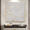 Gold Framed Square Textured abstract Wall Art: Light Blue & Gold Burst Pattern for Modern Home Decor