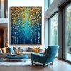 Golden Autumn Forest : Impasto Style Autumn Birch tree Art - Blue Gold Orange Hues, Stunning Decor for Contemporary Homes