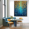 Golden Autumn Forest : Impasto Style Autumn Birch tree Art - Blue Gold Orange Hues, Stunning Decor for Contemporary Homes