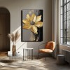 Golden Bloom-3D Textured Gold Floral Oil Painting for Modern Wall Decor