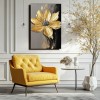 Golden Bloom-3D Textured Gold Floral Oil Painting for Modern Wall Decor
