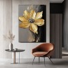 Golden Bloom-3D Textured Gold Floral Oil Painting for Modern Wall Decor