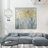 Golden Bloom - abstract Golden Floral Wall Decor - Gray-Toned Contemporary Art for Living Room